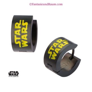 Star Wars Edelstahl-Ohrringe Black Star Wars Enamel Filled Logo